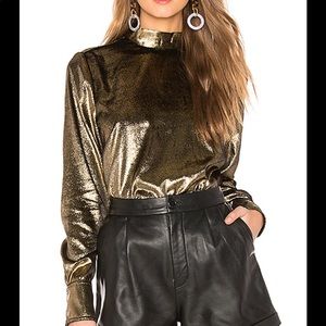 FRAME metallic gold velvet blouse